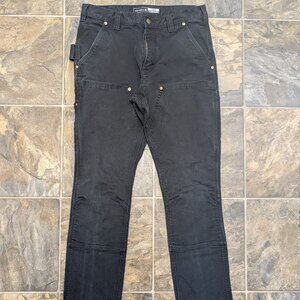 Carharrt Slim fit Double Front Work Pants Black Size 33x32